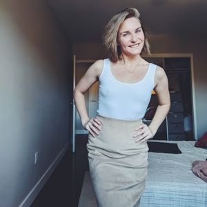 Aritzia Suede midi skirt